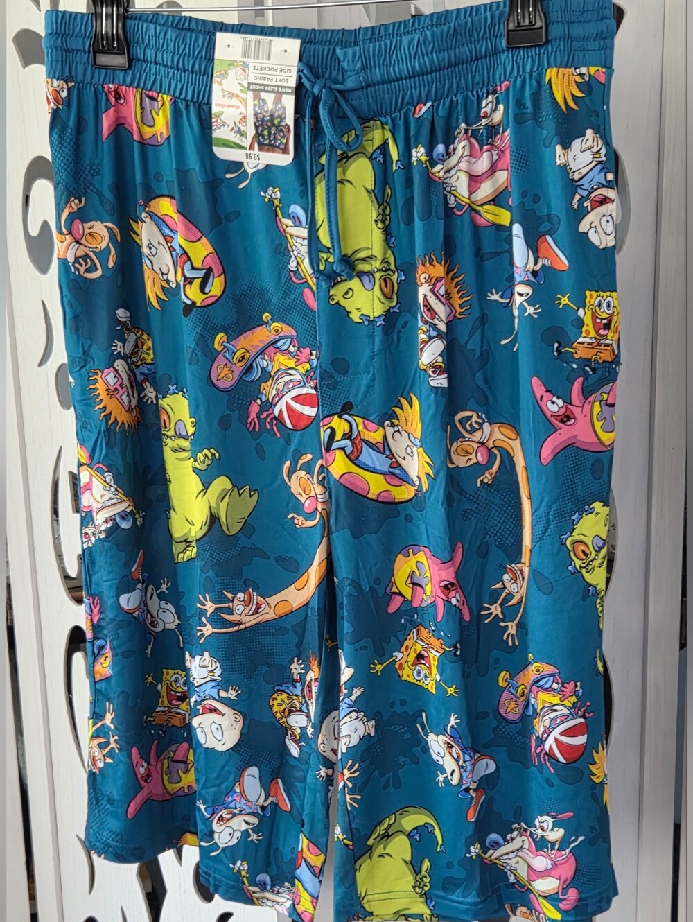 Nickelodeon Mens Sleep Shorts XXL NWOT Rugrats Spongebob 90s Cartoon Pajama Pant